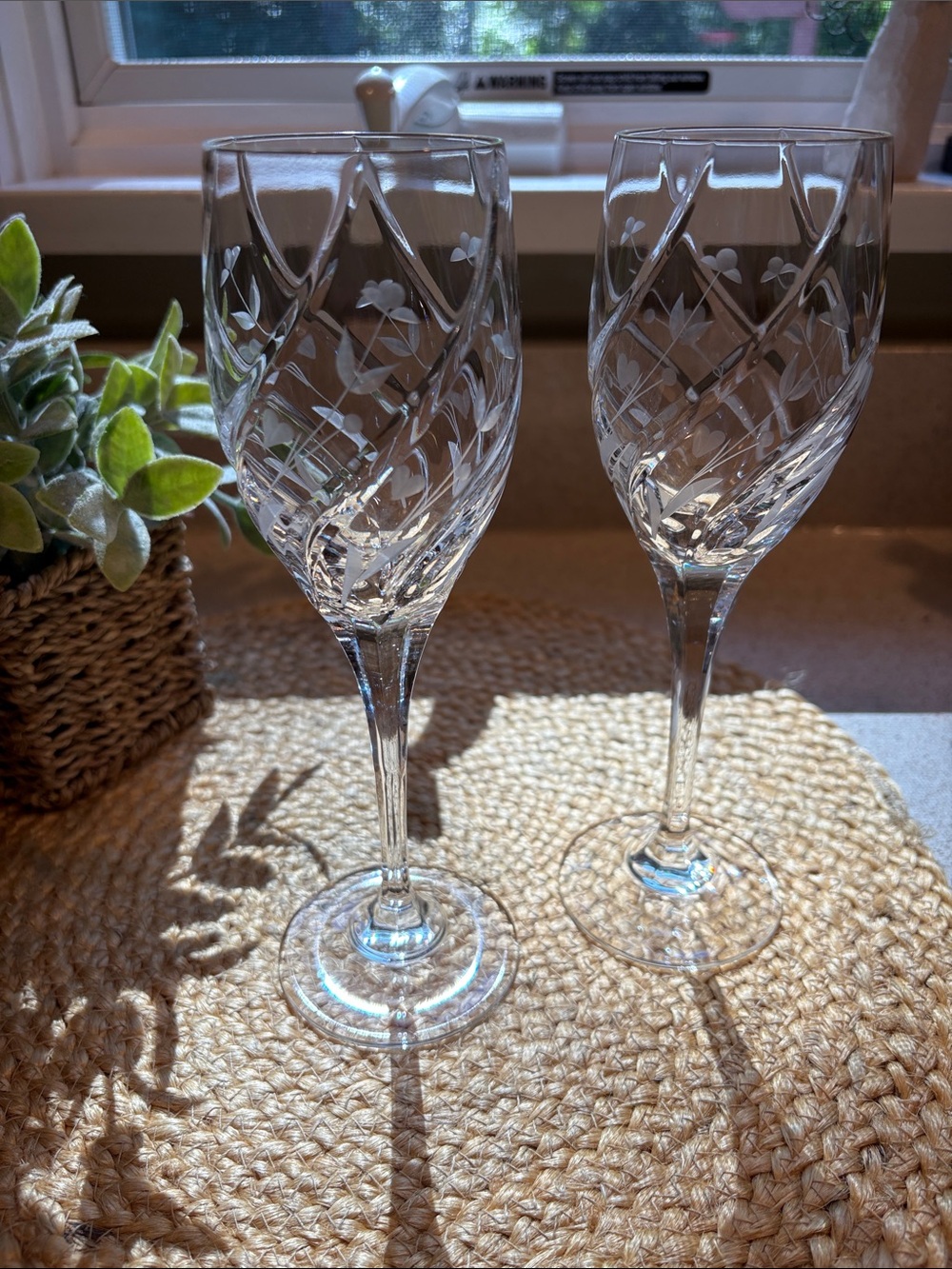 Pair of Vintage Mikasa "English Garden" Wine Glasses